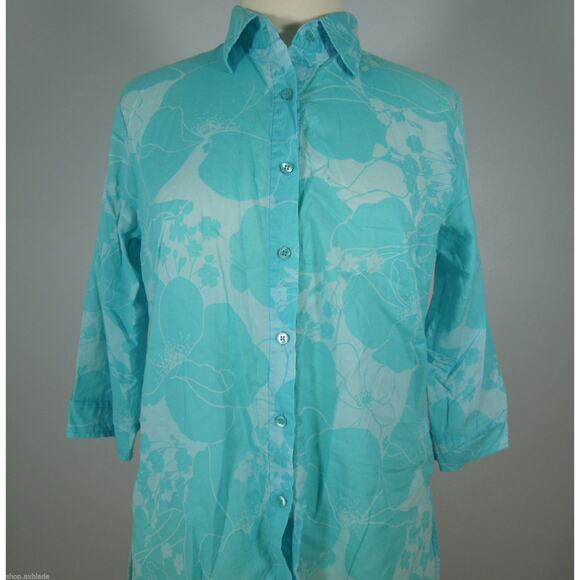 BLAST Shirt M MEDIUM Petites Womens Floral Print Button Down - Picture 2 of 6